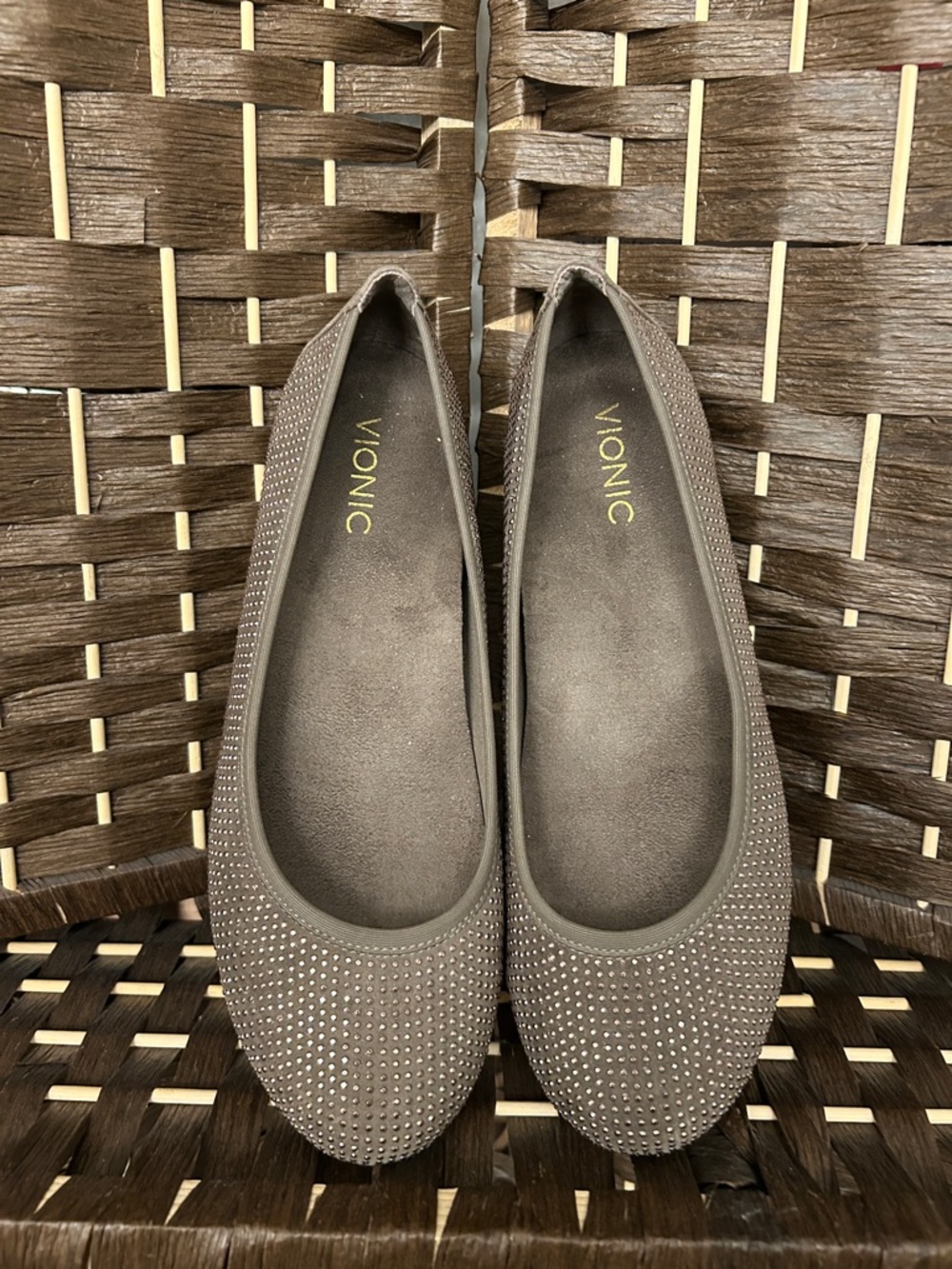 Vionic Willow Sparkle Taupe Flat Spark Willow 8.5